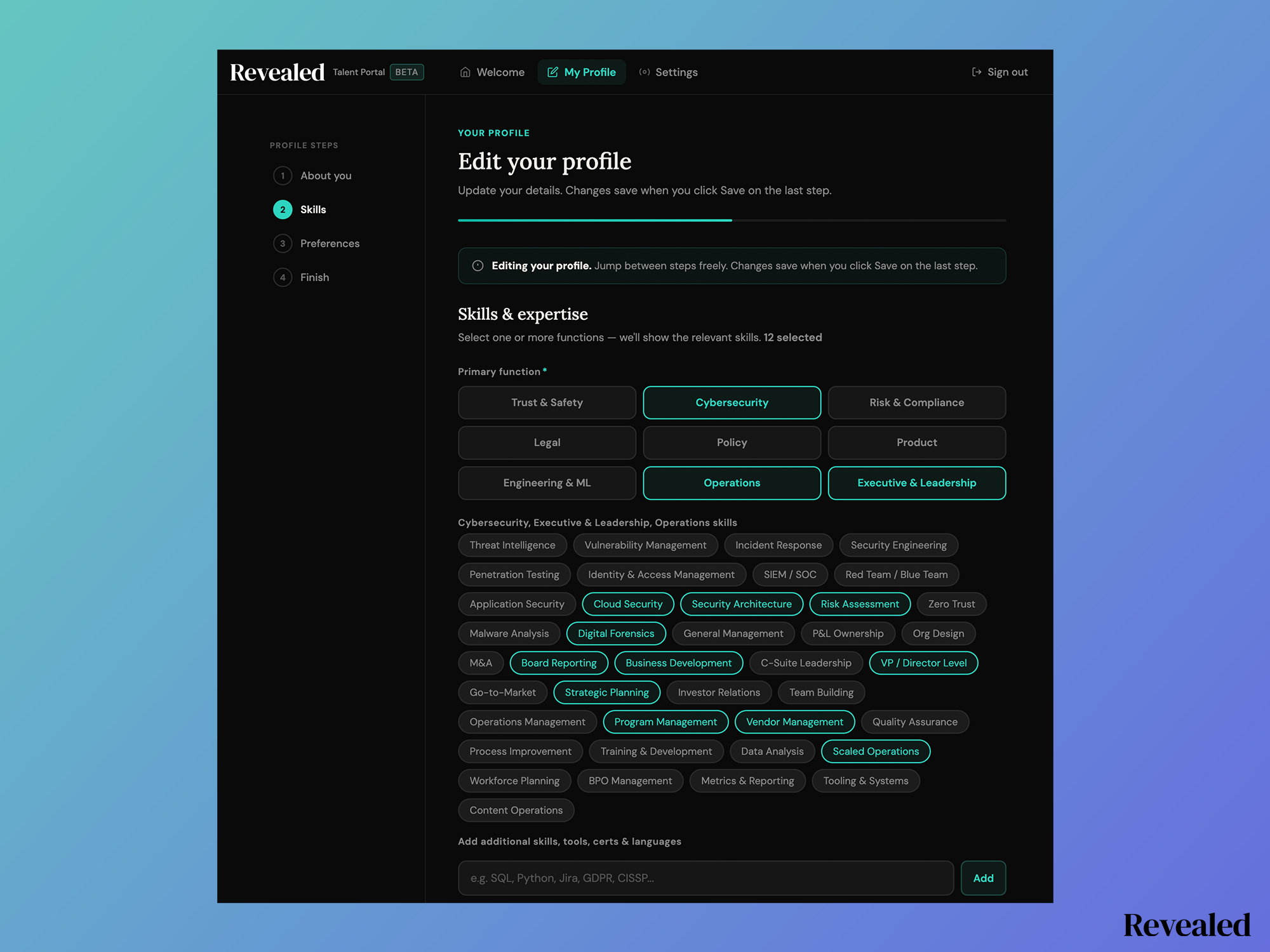 Step 2: Build your profile